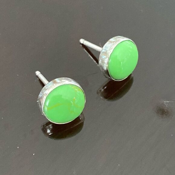 Gaspeite & SS studs - Picture 1 of 4